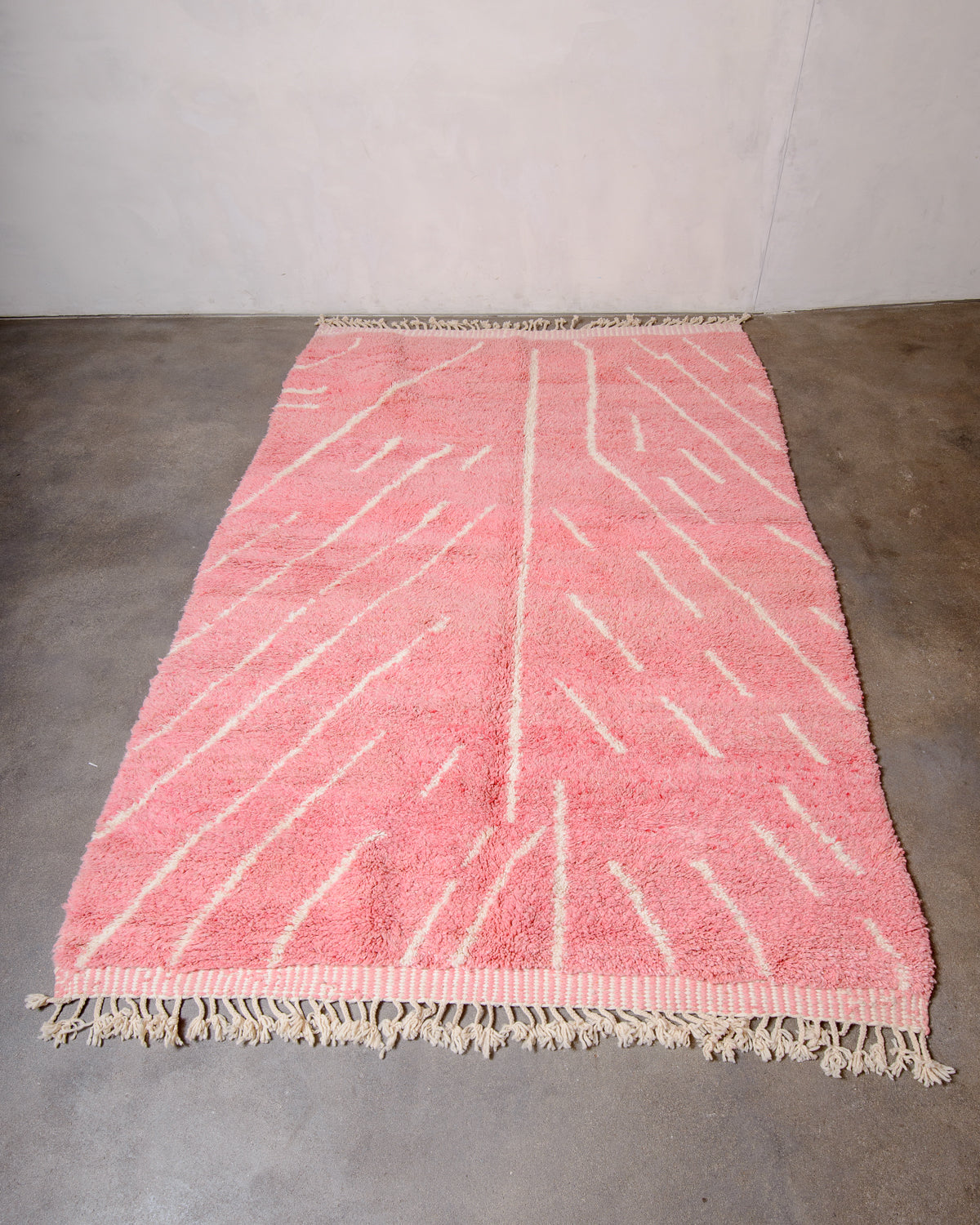 Modern, designer, handcrafted Berber rug from Morocco. Beniourain carpet with beautiful colours and patterns and fluffy wool texture.